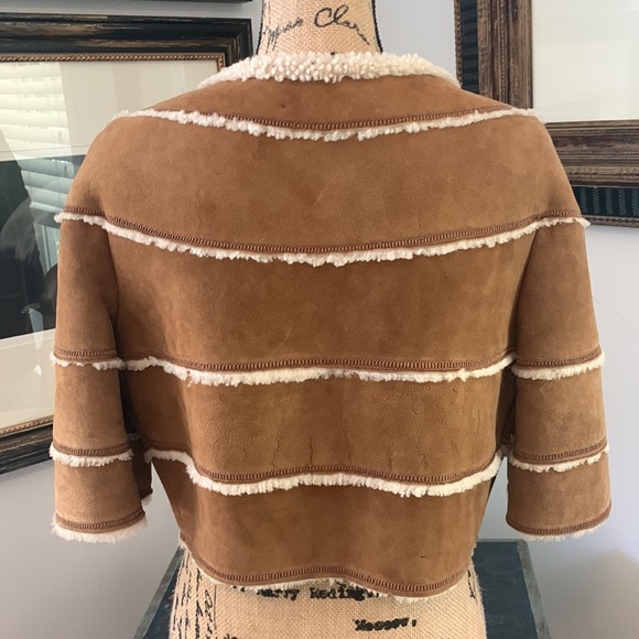 Designer Shearling Fur cropped jacket Sam Rone S 6 - Picture 6 of 10